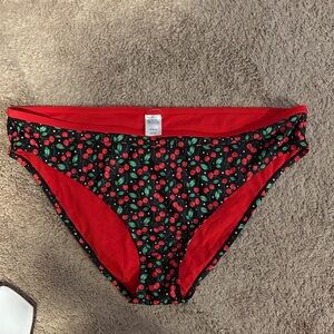 Wild Fable Cherry Print Bikini Bottoms - Red and Black